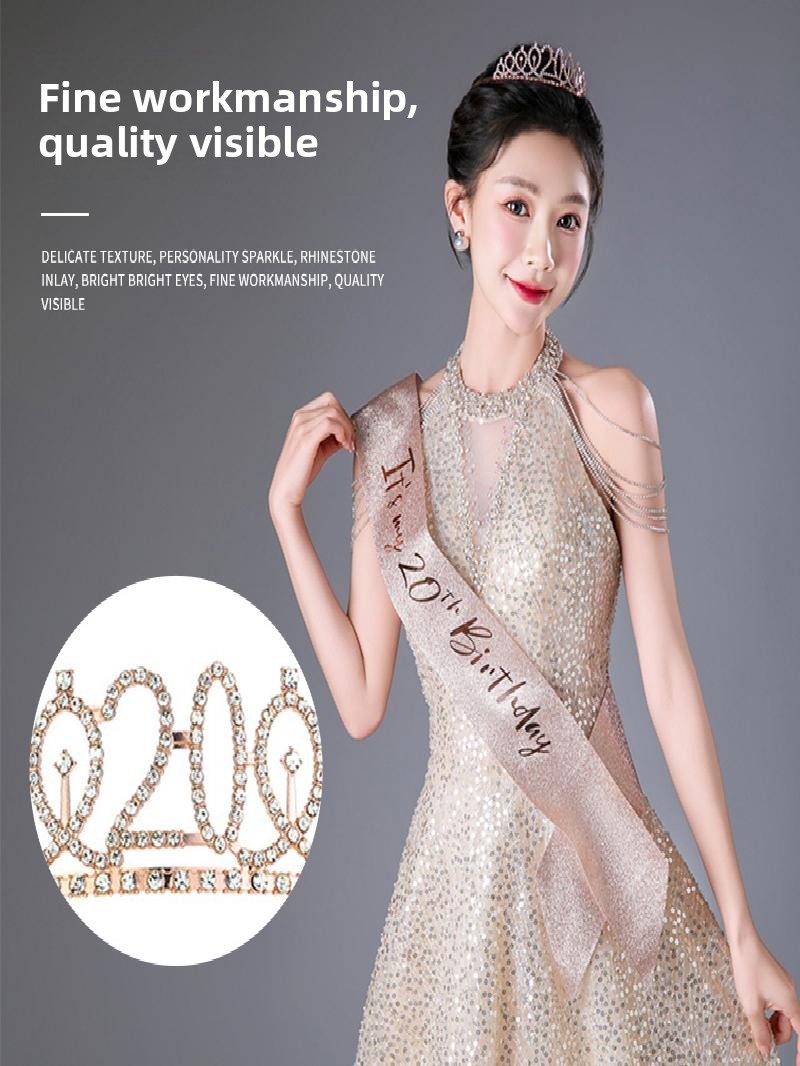 Блестящая корона-накидка цвета – обзор и цена Birthday Sash Glitter