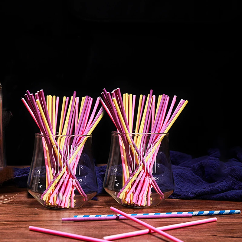 100 шт./лот, бумажные палочки  – обзор и цена Paper Straw Color